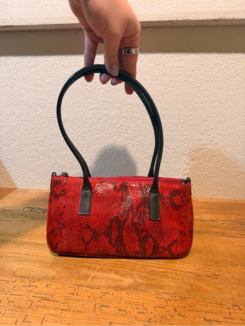 VTG 90s Sabina New York Leather Snake Print Mini Bag